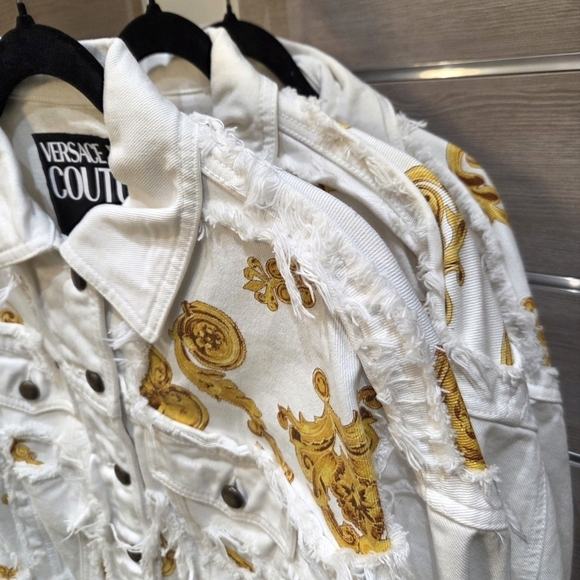 Versace Jeans White and Gold Women's Jacket, Baroque Print NWT, - Picture 6 of 11